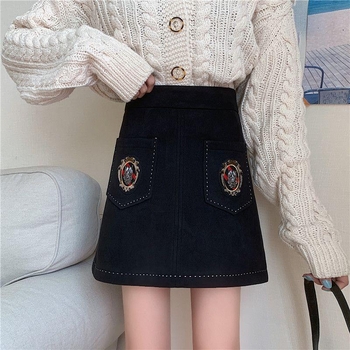 Chenille A-linijska kratka suknja s visokim strukom, japansko-korejski casual stil, zatvarač, proljeće 2025, spandex <30%.