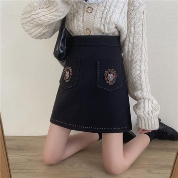 Chenille A-linijska kratka suknja s visokim strukom, japansko-korejski casual stil, zatvarač, proljeće 2025, spandex <30%.