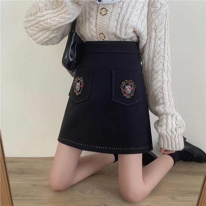 Chenille A-linijska kratka suknja s visokim strukom, japansko-korejski casual stil, zatvarač, proljeće 2025, spandex <30%.