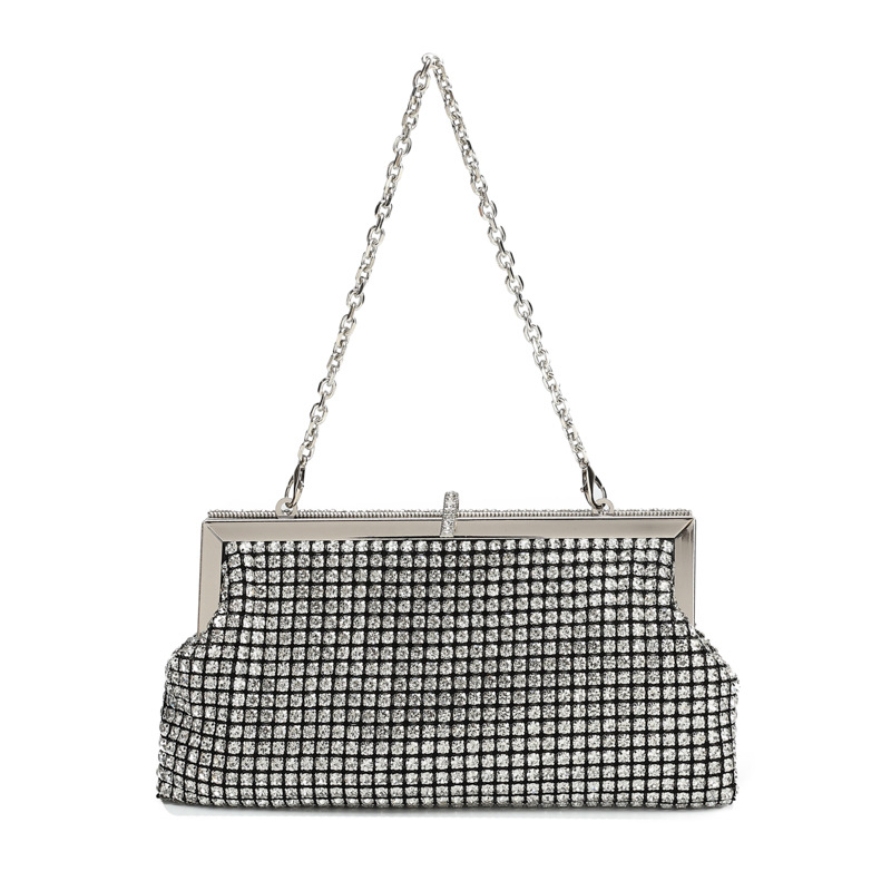 Ručno izrađena večernja clutch torbica s kristalima, kopča za zatvaranje, ramena/crossbody, party torba od poliestera, vertikalni kvadratni oblik, unutarnji pretinac za dokumente