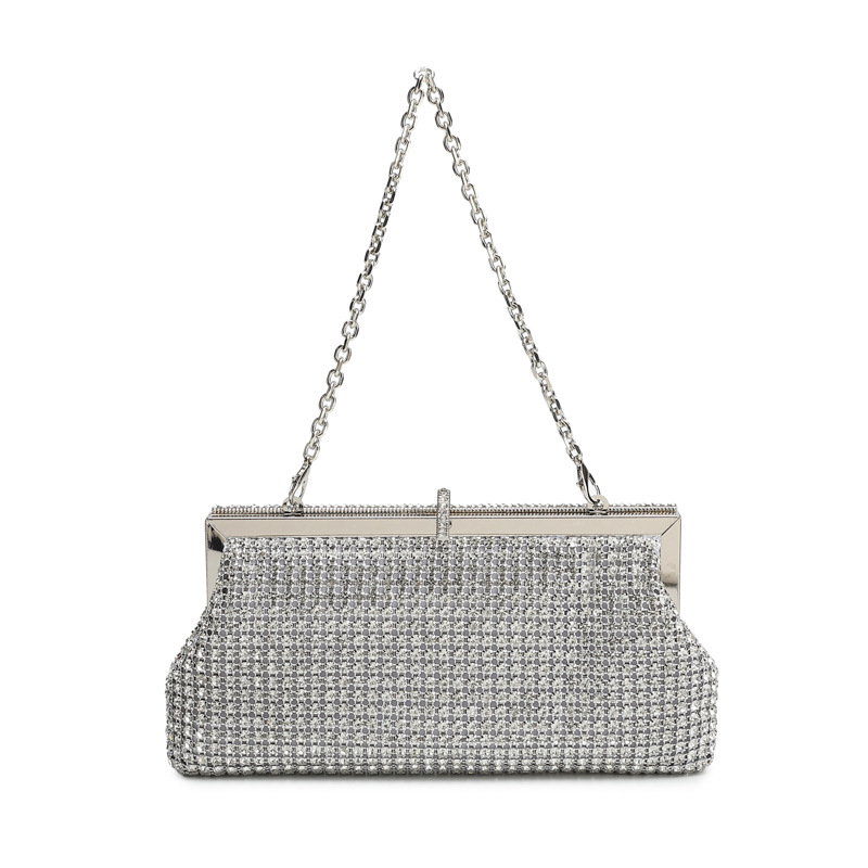 Ručno izrađena večernja clutch torbica s kristalima, kopča za zatvaranje, ramena/crossbody, party torba od poliestera, vertikalni kvadratni oblik, unutarnji pretinac za dokumente