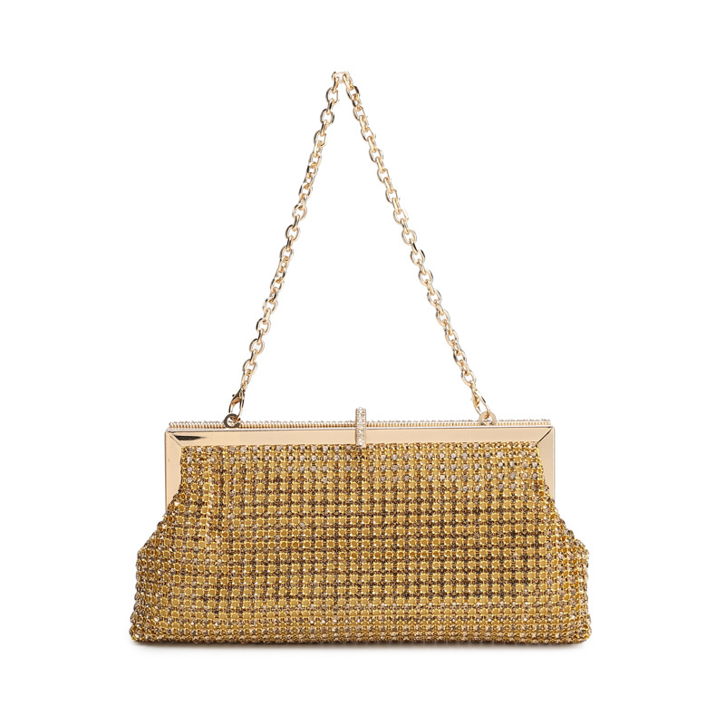Ručno izrađena večernja clutch torbica s kristalima, kopča za zatvaranje, ramena/crossbody, party torba od poliestera, vertikalni kvadratni oblik, unutarnji pretinac za dokumente