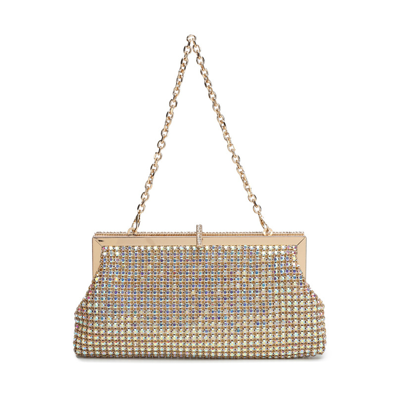 Ručno izrađena večernja clutch torbica s kristalima, kopča za zatvaranje, ramena/crossbody, party torba od poliestera, vertikalni kvadratni oblik, unutarnji pretinac za dokumente