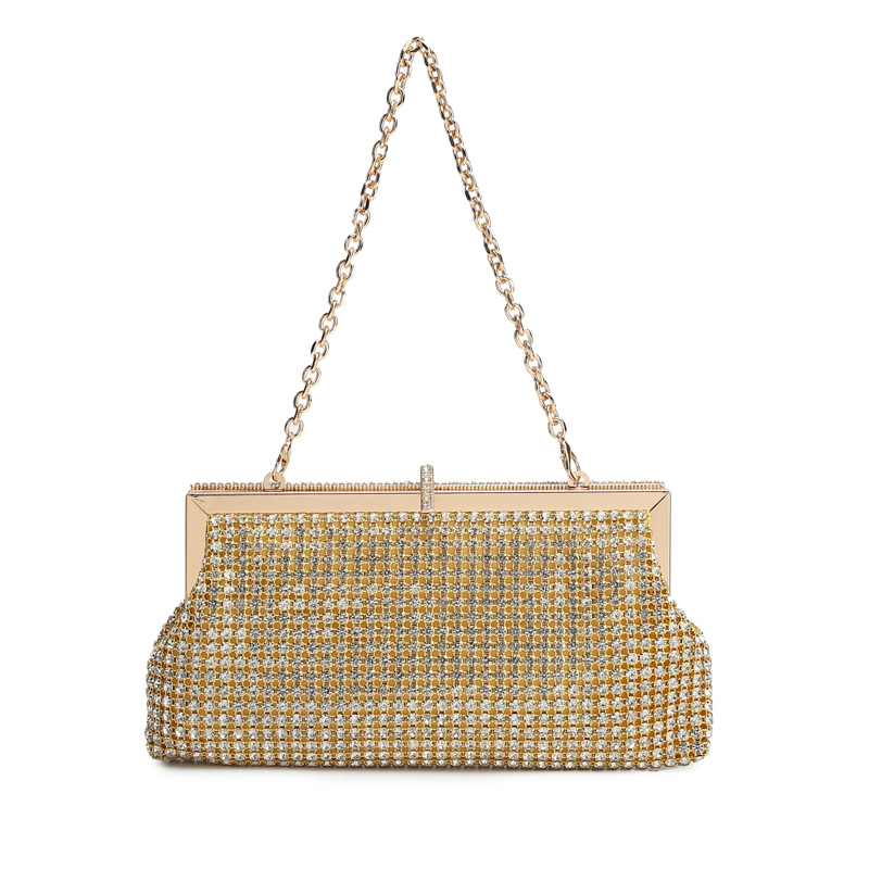 Ručno izrađena večernja clutch torbica s kristalima, kopča za zatvaranje, ramena/crossbody, party torba od poliestera, vertikalni kvadratni oblik, unutarnji pretinac za dokumente