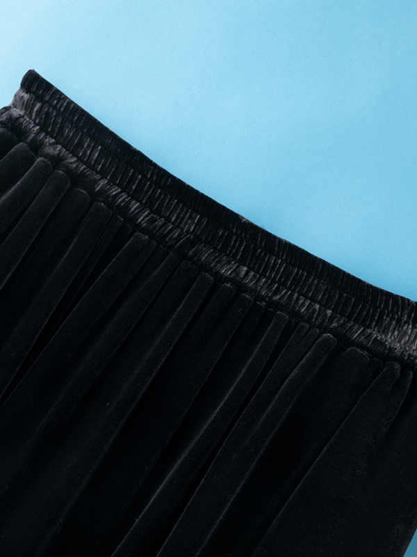 Mulberry svila baršun patchwork midi suknja s visokim strukom, elegantan kroj princeze za žene, proljeće 2025