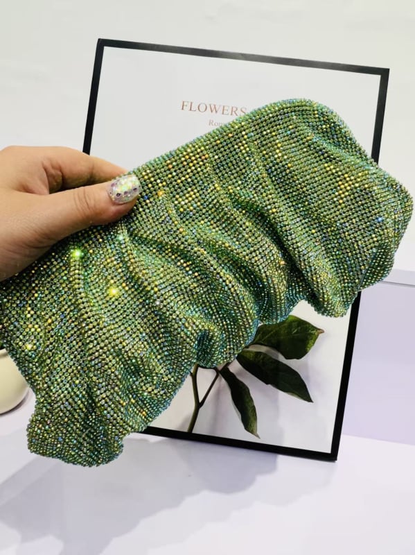 Francusko-stilna večernja torbica s rhinestones, ABS tijelo, poliester podstava, 3D dizajn oblaka, magnetno zatvaranje, crossbody