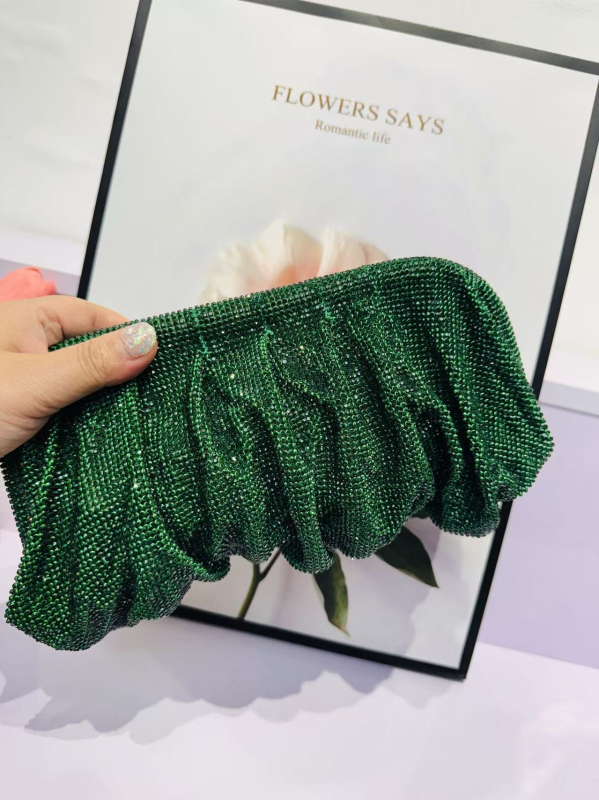 Francusko-stilna večernja torbica s rhinestones, ABS tijelo, poliester podstava, 3D dizajn oblaka, magnetno zatvaranje, crossbody