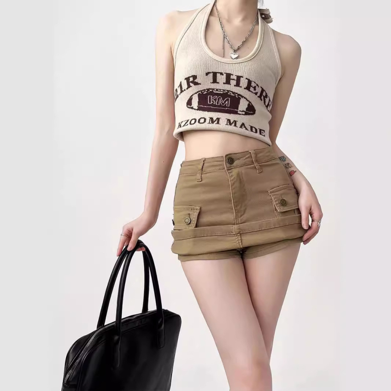 A-linijska suknja s visokim strukom, poliester (90–95%), mikroelastična, patchwork dizajn, studentski stil