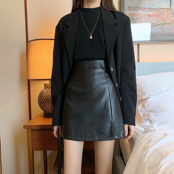 A‑linijska kratka suknja, visokim strukom, poliester, sa šlicem, gradski stil