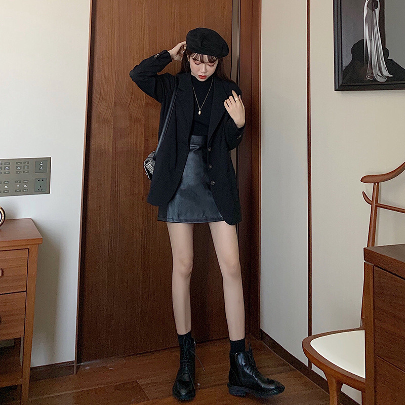 A‑linijska kratka suknja, visokim strukom, poliester, sa šlicem, gradski stil