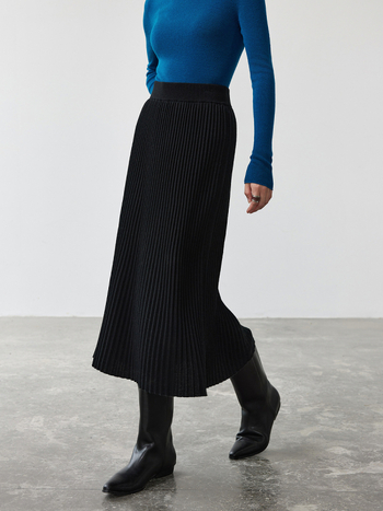 Suknja, plisirana, vunena i akrilna smjesa, srednja duljina, elegantan stil
