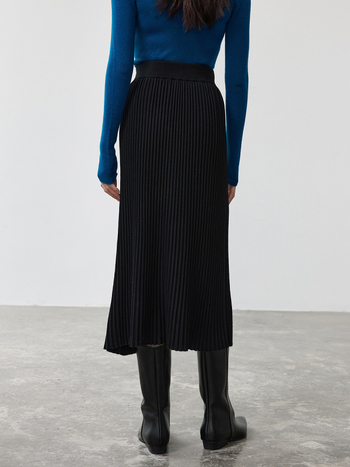 Suknja, plisirana, vunena i akrilna smjesa, srednja duljina, elegantan stil