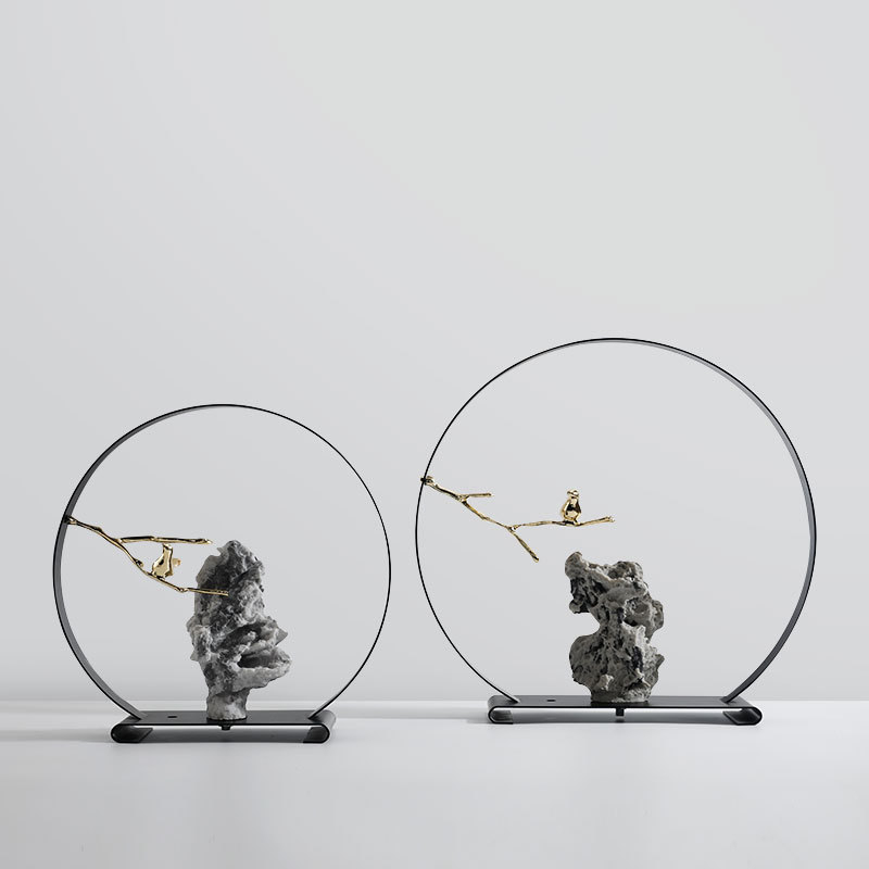 Geometrijski Taihu kamen stolna dekoracija za ured i studij — moderni minimalistički stil (metal, plast/smola)