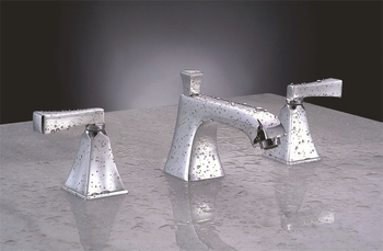 Set slavina za umivaonik s tri otvori, s vučnom šipkom i dvostrukim ručkama, model 3683, mesing tijelo, keramički disk ventil, G1/2 priključci, ugradnja ispod umivaonika