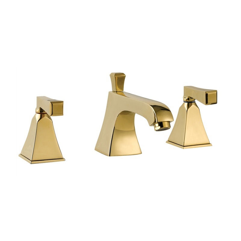 Set slavina za umivaonik s tri otvori, s vučnom šipkom i dvostrukim ručkama, model 3683, mesing tijelo, keramički disk ventil, G1/2 priključci, ugradnja ispod umivaonika