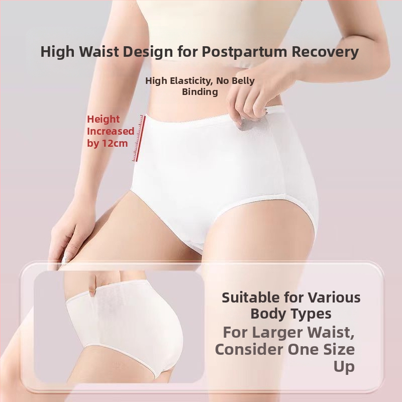 Chiloți de unică folosință pentru femei, talie înaltă, după naștere, 90–95% bumbac, căptușeală din bumbac