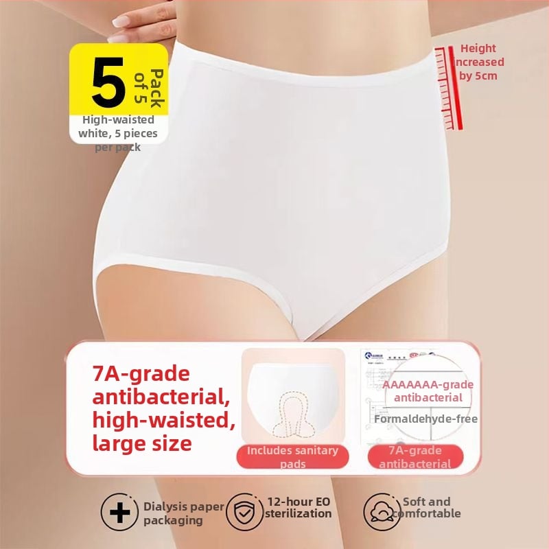 Chiloți de unică folosință pentru femei, talie înaltă, după naștere, 90–95% bumbac, căptușeală din bumbac
