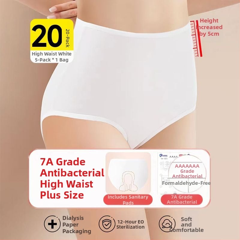 Chiloți de unică folosință pentru femei, talie înaltă, după naștere, 90–95% bumbac, căptușeală din bumbac