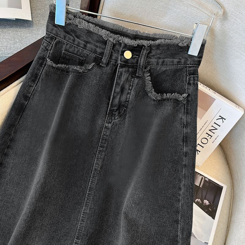Ženska traper suknja A-linije, midi duljine; pamuk denim; 70-80% pamuk; ljeto 2024; stil: gradski, moderan