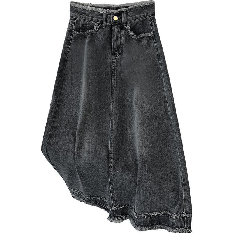 Ženska traper suknja A-linije, midi duljine; pamuk denim; 70-80% pamuk; ljeto 2024; stil: gradski, moderan