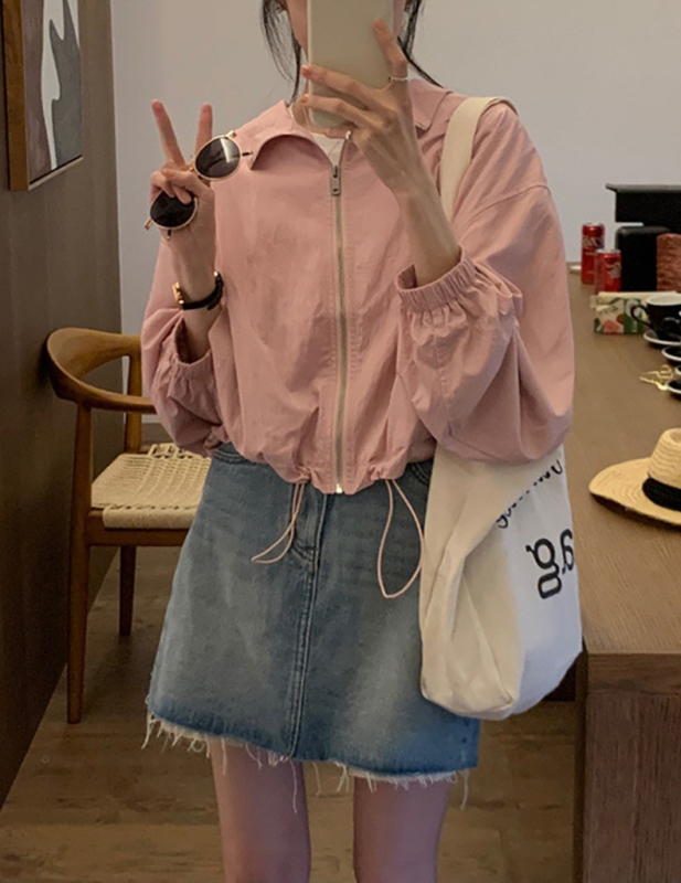 Jakna, opušteni kroj, korejsko-japanski casual stil, stojeći ovratnik, kopčanje s kopčama (jedan red s više kopči), pamukova tkanina 50-70%
