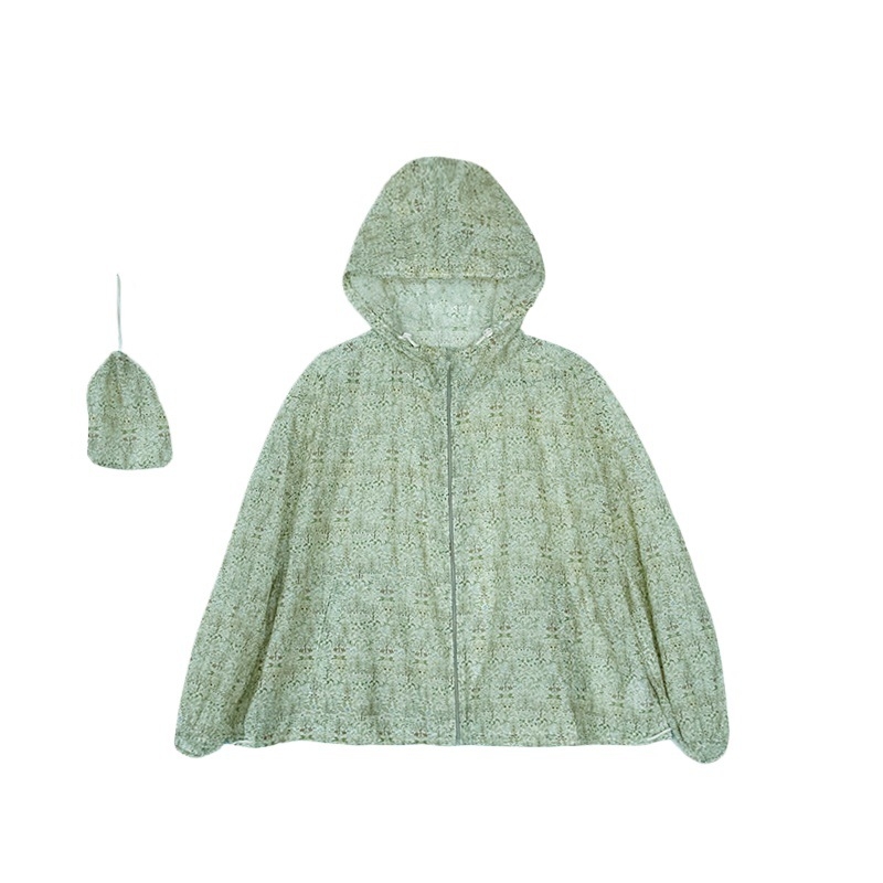 Ženska bluza za sunčevu zaštitu, udobno krojenje, pamuk-svilena mješavina (50-70% pamuk, 30-50% svila), floralni otisak, UPF 40+