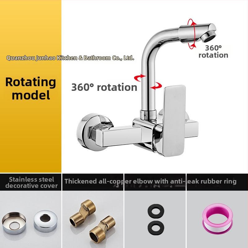 Zidni ugrađeni kuhinjski faucet, skrivena instalacija, dvodijelni dizajn, jednoručni keramički disk ventil, 20 mm ulaz/izlaz