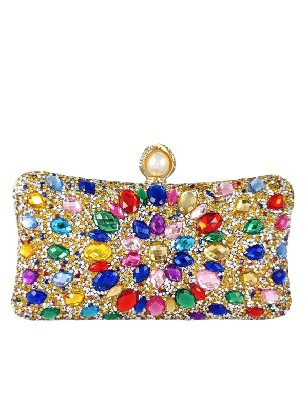 Clutch za banket s motivom suncokreta (Materijal: poliester; Podstava: poliester; Oblik torbice: jastučastog oblika; Unutarnji džep za mobitel; Zaključavanje)