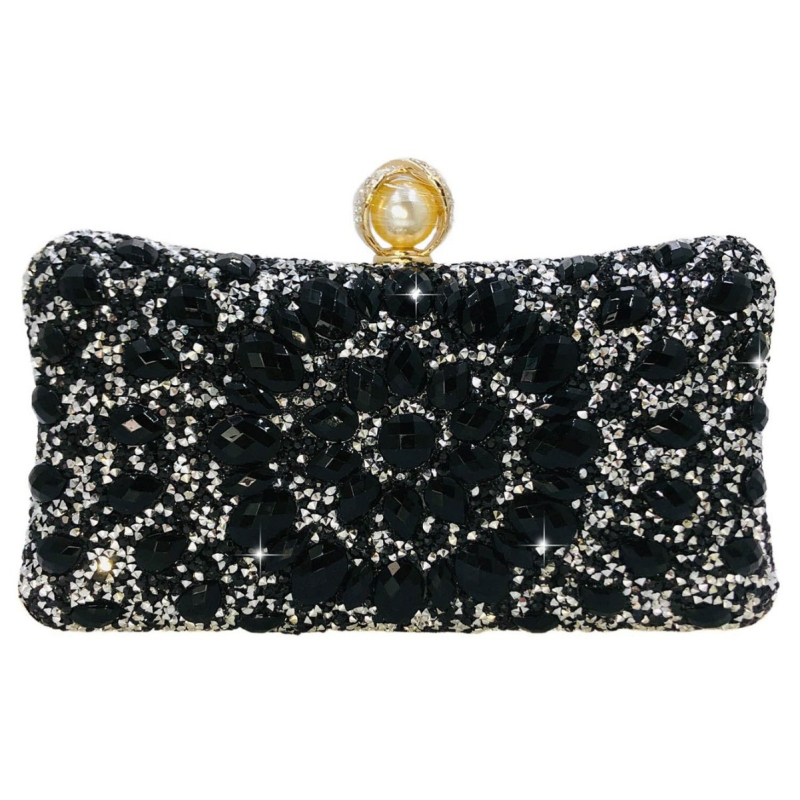 Clutch za banket s motivom suncokreta (Materijal: poliester; Podstava: poliester; Oblik torbice: jastučastog oblika; Unutarnji džep za mobitel; Zaključavanje)
