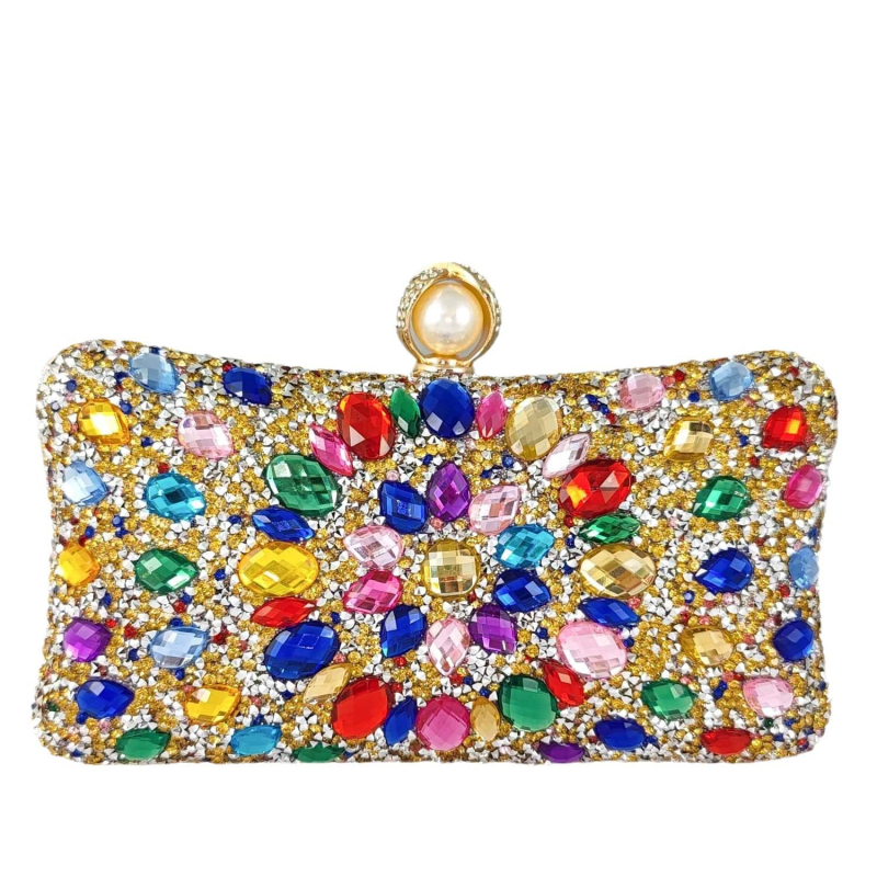 Clutch za banket s motivom suncokreta (Materijal: poliester; Podstava: poliester; Oblik torbice: jastučastog oblika; Unutarnji džep za mobitel; Zaključavanje)
