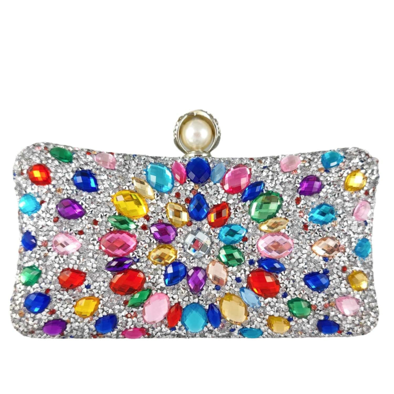 Clutch za banket s motivom suncokreta (Materijal: poliester; Podstava: poliester; Oblik torbice: jastučastog oblika; Unutarnji džep za mobitel; Zaključavanje)