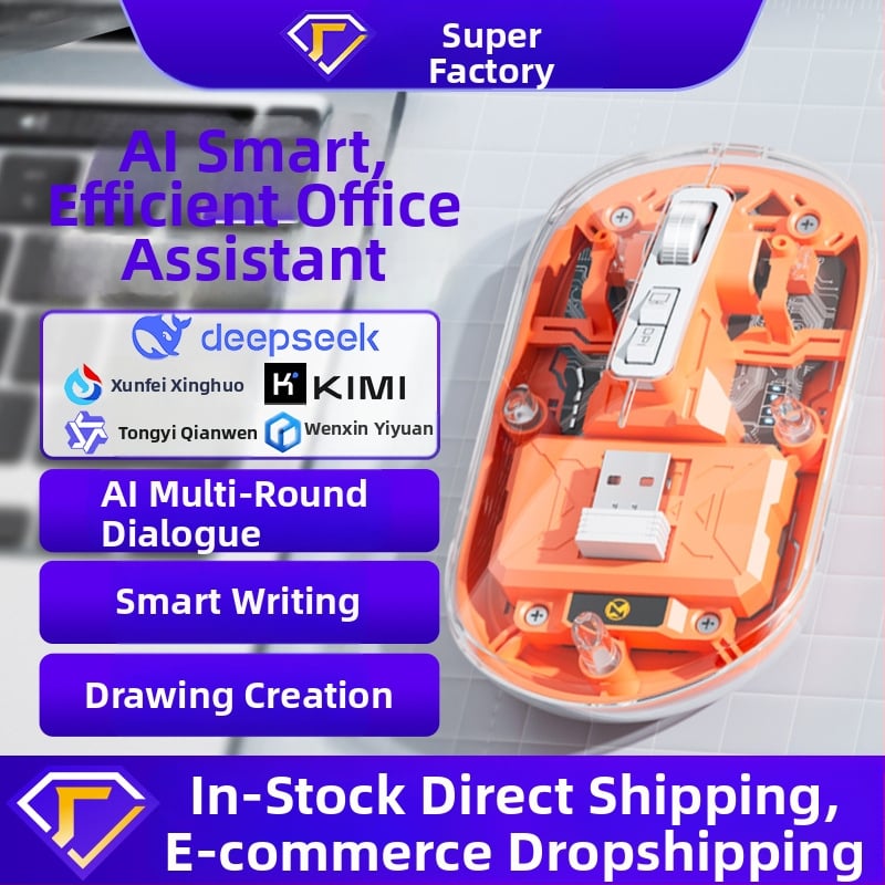 Ασύρματο οπτικό AI ποντίκι μετάφρασης με 1600dpi, 5 πλήκτρα, 2.4G+Bluetooth, PS/2 διασύνδεση, εμβέλεια 10 μ