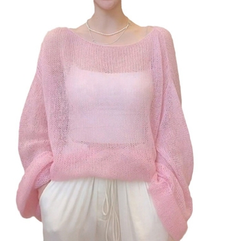 Ljetni prorezani pleteni top UPF40+, tanak, dugi rukav, pulover stil