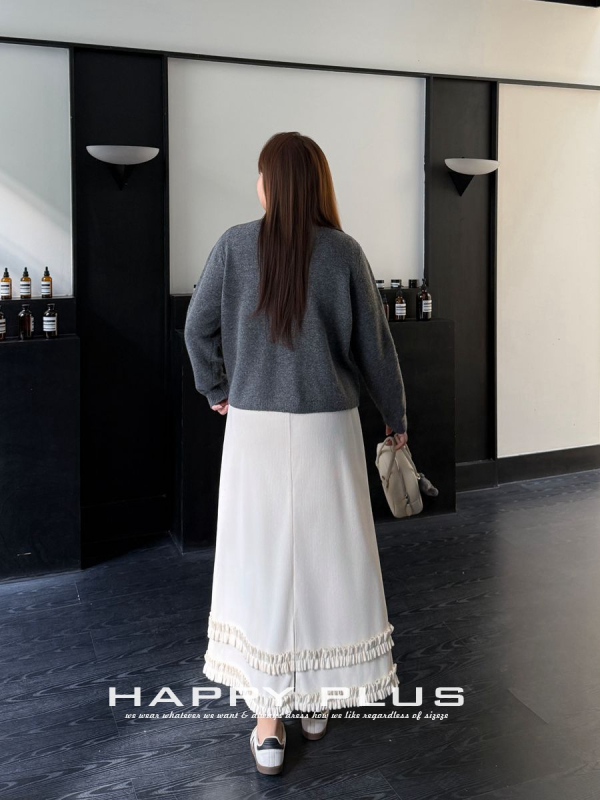 HAPPYHUT Corduroy A-line Midi suknja, Zima 2025, japansko-korejski ležerni stil, 95% poliester