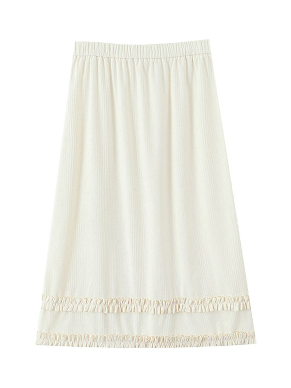 HAPPYHUT Corduroy A-line Midi suknja, Zima 2025, japansko-korejski ležerni stil, 95% poliester