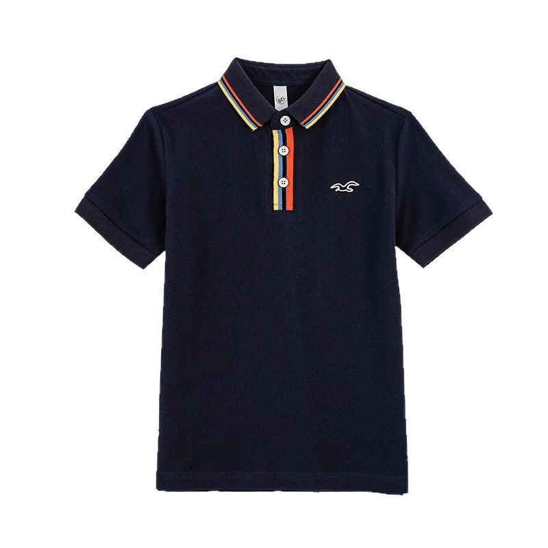 Dječja pamučna polo majica s reverom, kratki rukavi, ptičja vez, korejski stil klasičan