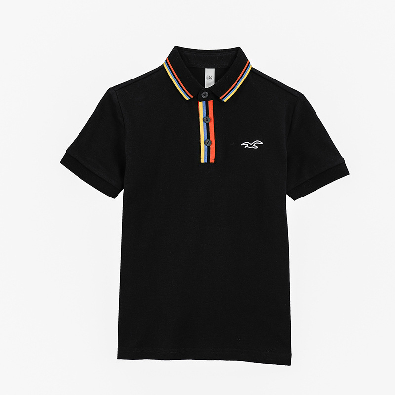 Dječja pamučna polo majica s reverom, kratki rukavi, ptičja vez, korejski stil klasičan