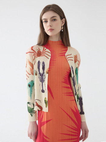 Дамски дълъг ръкав защитен от слънцето кардиган топ, лека материя, без копчета, тесен силует, принт с морски дарове