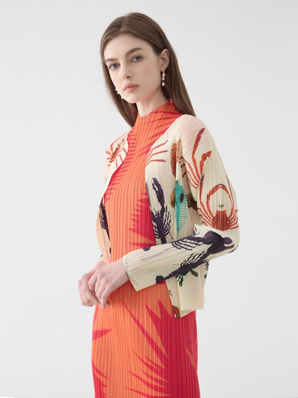 Дамски дълъг ръкав защитен от слънцето кардиган топ, лека материя, без копчета, тесен силует, принт с морски дарове