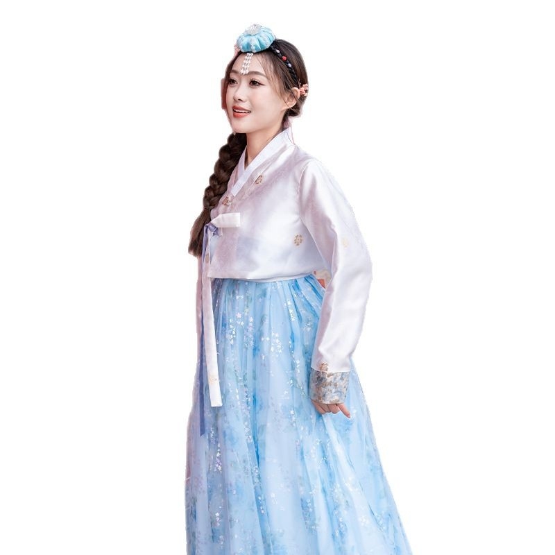 Ženski kostim u stilu Hanbok za ples na pozornici s flitrom, poliester tkanina, proljeće 2025, za žene u dobi 25–29