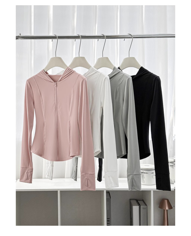 Ženska Ice Silk jakna s kapuljacom i zipom – slim fit, lagana, ljeto 2025