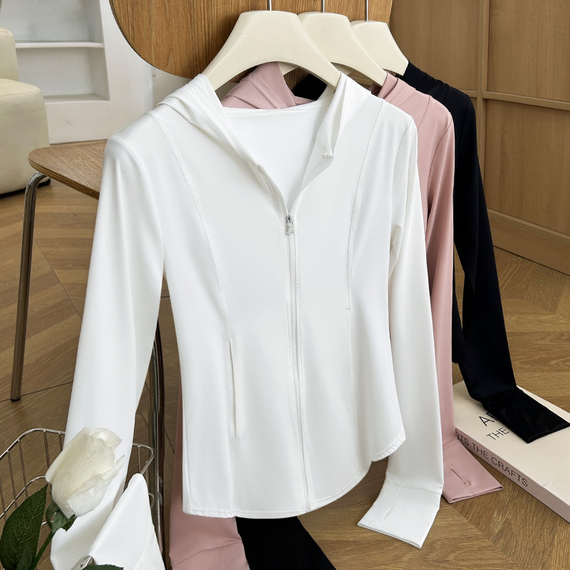Ženska Ice Silk jakna s kapuljacom i zipom – slim fit, lagana, ljeto 2025