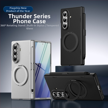 Ochranný obal pre Samsung Z Fold7/Z Fold5 s magnetickou skladacou oporou, centrálna os pre pero, z PC, tepelné lisovanie, proti pádu