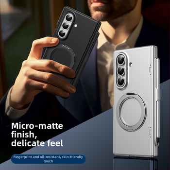 Ochranný obal pre Samsung Z Fold7/Z Fold5 s magnetickou skladacou oporou, centrálna os pre pero, z PC, tepelné lisovanie, proti pádu