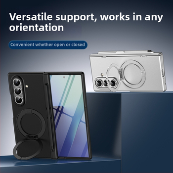 Ochranný obal pre Samsung Z Fold7/Z Fold5 s magnetickou skladacou oporou, centrálna os pre pero, z PC, tepelné lisovanie, proti pádu