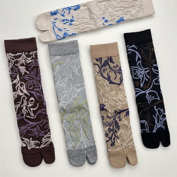 Чорапи до средната част на подбедрицата, японски стил, флорална шарка, памук 50–70%, тъкане с една игла