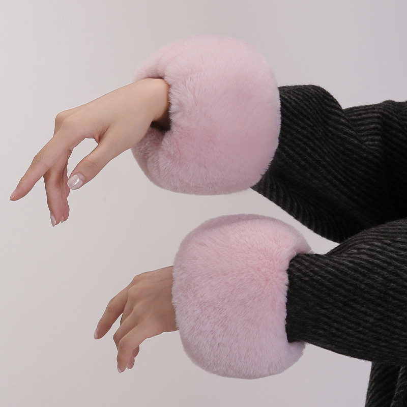 Unisex βραχιόλι καρπού από συνθετική γούνα Rex, φθινοπωρινό-χειμερινό, ζεστό απαλό αξεσουάρ