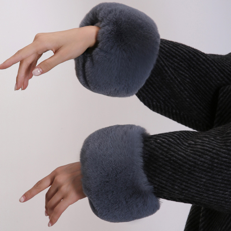 Unisex βραχιόλι καρπού από συνθετική γούνα Rex, φθινοπωρινό-χειμερινό, ζεστό απαλό αξεσουάρ