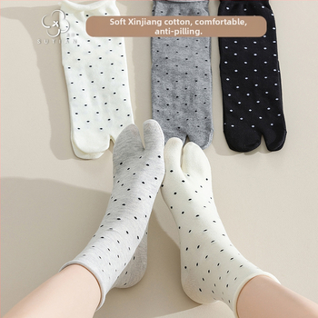 Чорапи с разделени пръсти от памук, средно дълги до прасеца, точков модел, 80–90% памук, японски стил