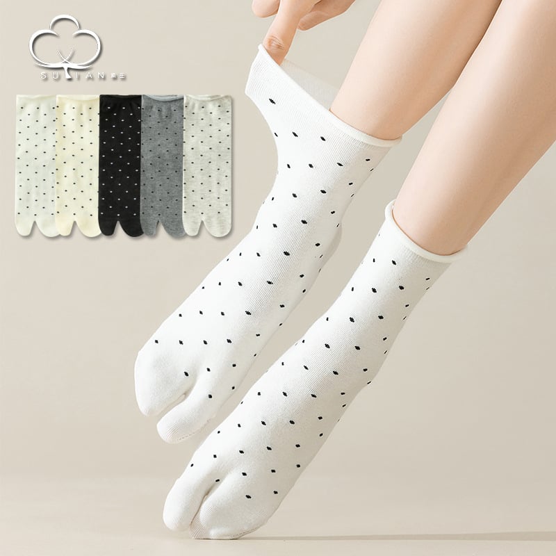 Чорапи с разделени пръсти от памук, средно дълги до прасеца, точков модел, 80–90% памук, японски стил